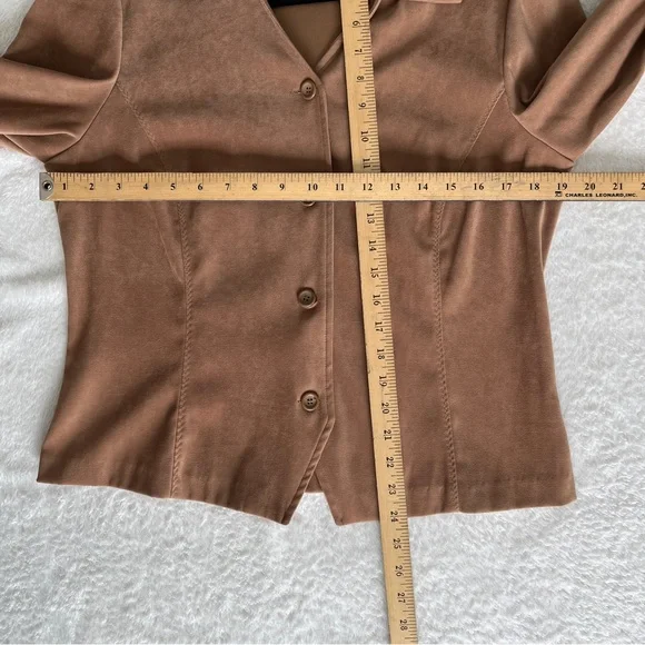 Requirements Women Button Front Blazer Jacket Tan Stretch Size Medium - Picture 5 of 5
